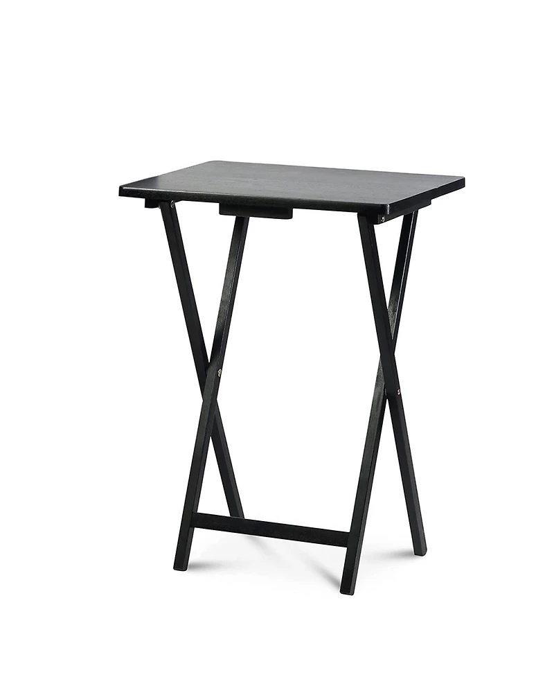 Pj Wood Folding Tv Tray Tables with Compact Storage Rack, 5 Piece Set