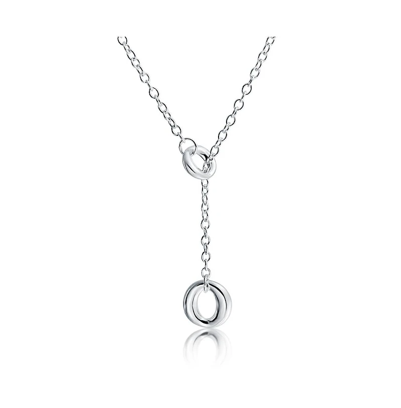 Bling Jewelry Geometric Open Circle Lariat Pendant Necklace in Sterling Silver