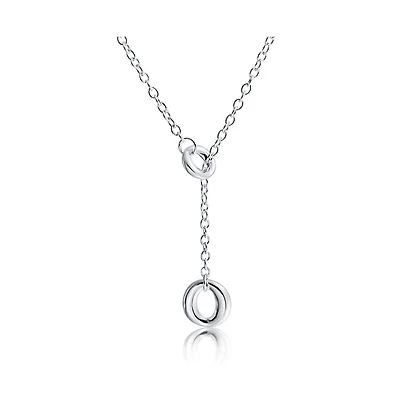 Bling Jewelry Geometric Open Circle Lariat Pendant Necklace in Sterling Silver