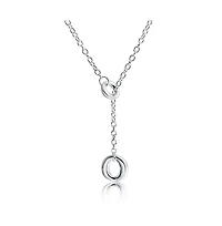 Bling Jewelry Geometric Open Circle Lariat Pendant Necklace in Sterling Silver