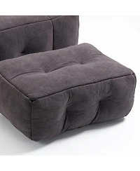 The Pop Home Fluffy Bean Bag Chair with Ottoman, Super Soft Lazy Sofa for Living Room-The