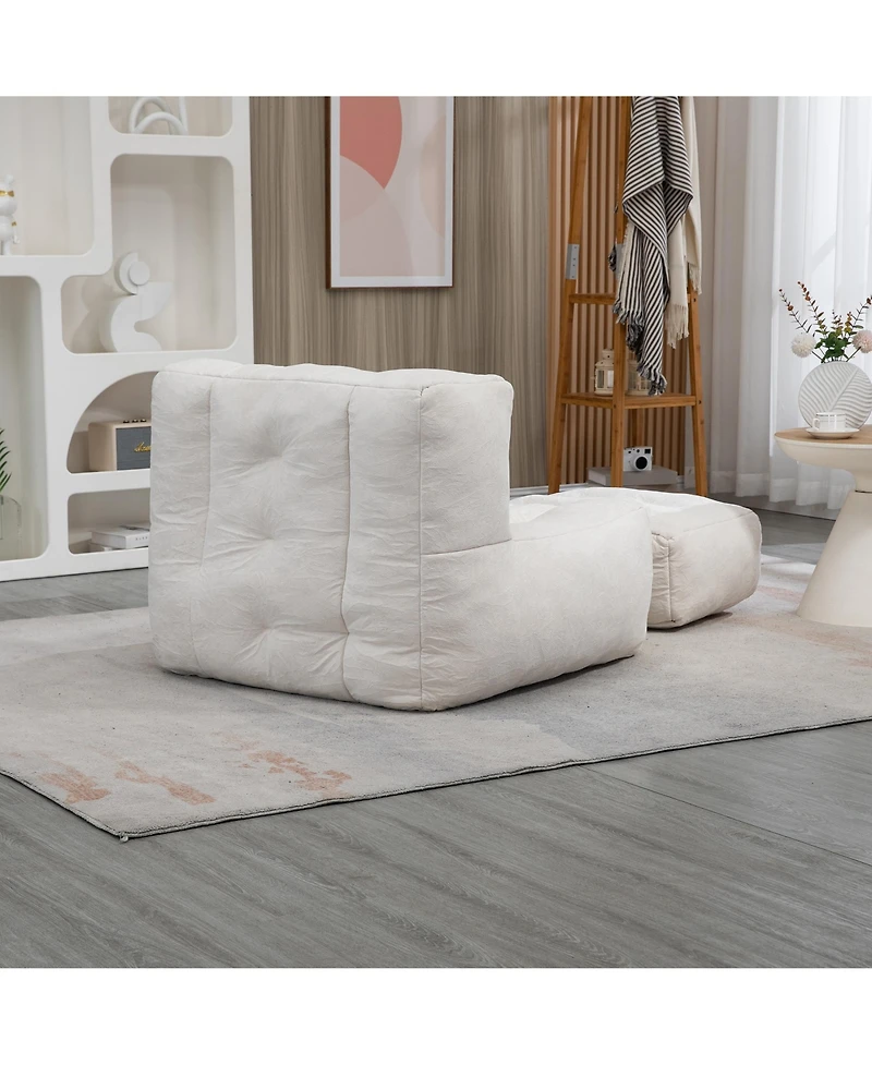 Fluffy Bean Bag Chair with Ottoman, Super Soft Lazy Sofa for Living Room-The Pop Home