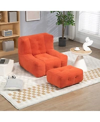 Fluffy Bean Bag Chair with Ottoman, Super Soft Lazy Sofa for Living Room-The Pop Home
