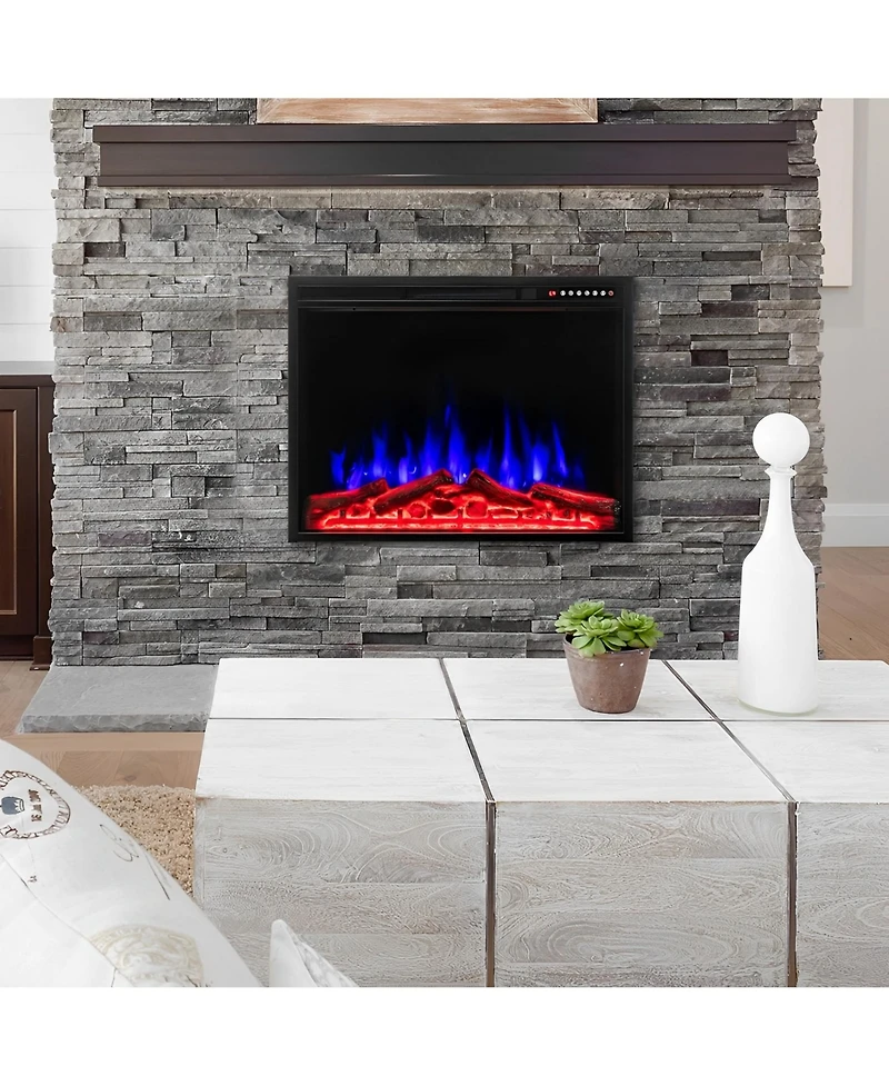 Skonyon 34 Inch Electric Fireplace Recessed with Adjustable Flames