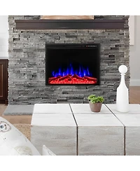 Skonyon 34 Inch Electric Fireplace Recessed with Adjustable Flames