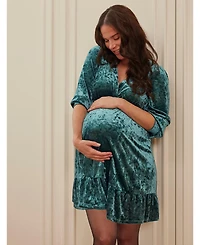 Motherhood Maternity V-Neck Ruffle Hem Babydoll Dress