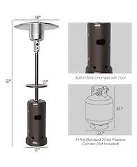 Sugift Outdoor Heater Propane Standing Lp Gas Steel with Table and Wheels