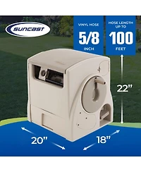 Suncast 100-Ft. Powerwind Automatic Rewind Hose Reel, Light Taupe (2 Pack)