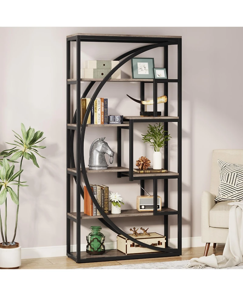 Tribesigns 70.8 inch Tall Bookshelf with 8 Open Storage Shelf,Industrial 5-Tier Etagere Bookcase,2PC