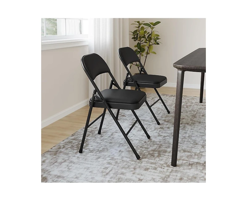 Pack Folding Chairs with Padded Cushion and Back, Folding Chairs for Outside, Foldable Chairs with Metal Frame Hold Up to 350 Lbs
