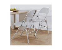 Dining Chairs Set of 4, Foldable with Metal Frame Hold Up to 350 Pounds, Portable Beige Kitchen Chair Suitable for Room, Living R