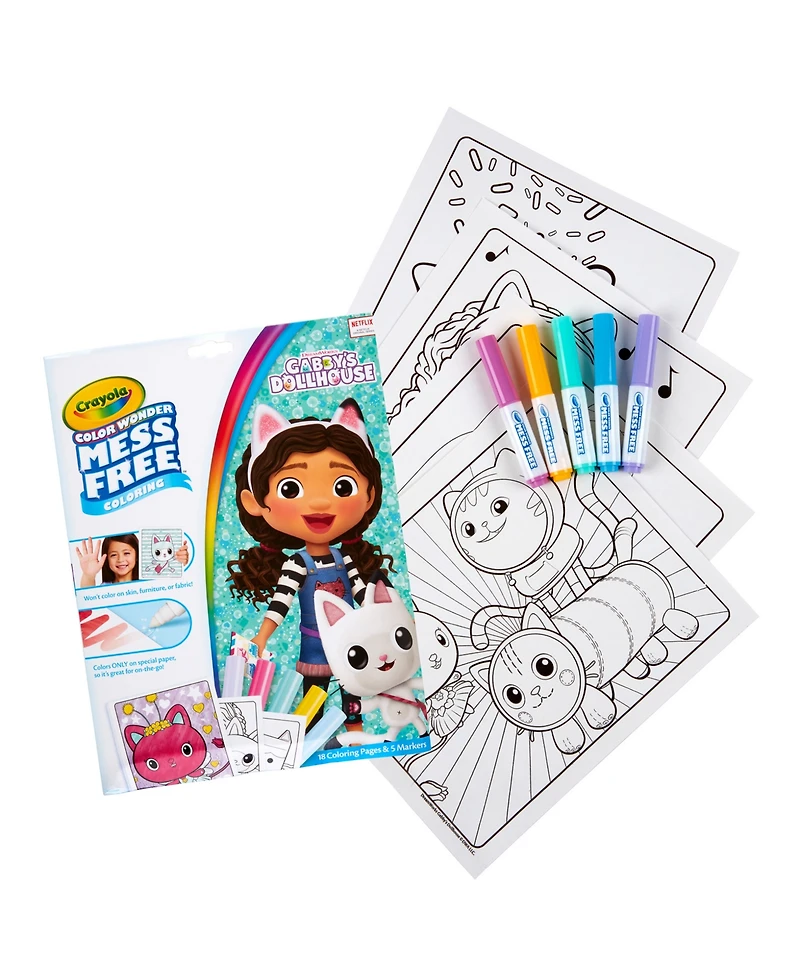 Crayola Color Wonder Gabby's Dollhouse Coloring Pad and Markers, Pack of 2