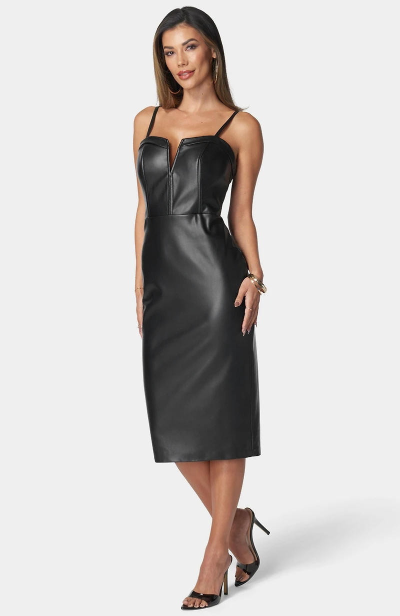 Bebe Women's Faux Leather Midi Dress