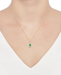 Emerald (5/8 ct. t.w.) & Diamond (1/5 Pear Halo 18" Pendant Necklace 14k Gold (Also Ruby Sapphire)