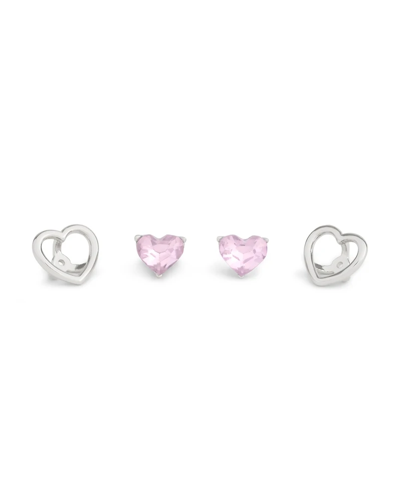 Coach Faux Stone Halo Heart Stud Convertible Earrings