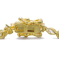 Genevive Sterling Silver 14k Gold Plated Cubic Zirconia Cluster Tennis Bracelet
