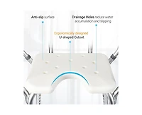 gaomon U Shower Seat, Adjustable Height Shower Chair, with Padded Armrests and Back, Inside Shower Chair Support 350 lb Capacity, Slip Resistant Showe