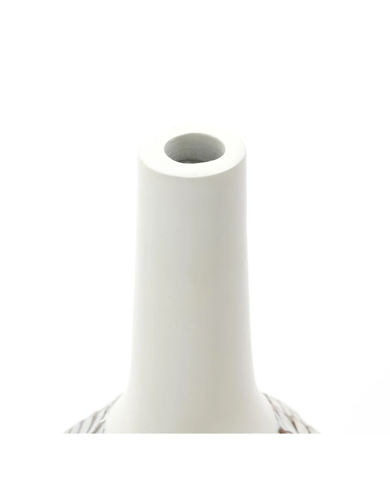 LuxenHome Modern Geometric Pattern Polyresin 19.5-Inch Tall Trumpet Vase