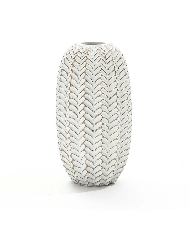 LuxenHome Modern Geometric Pattern Polyresin -Inch Tall Cylinder Vase