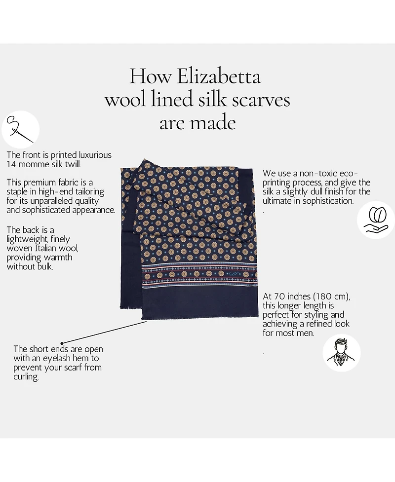 Elizabetta Men's Palatino - Wool Backed Silk Scarf for Men