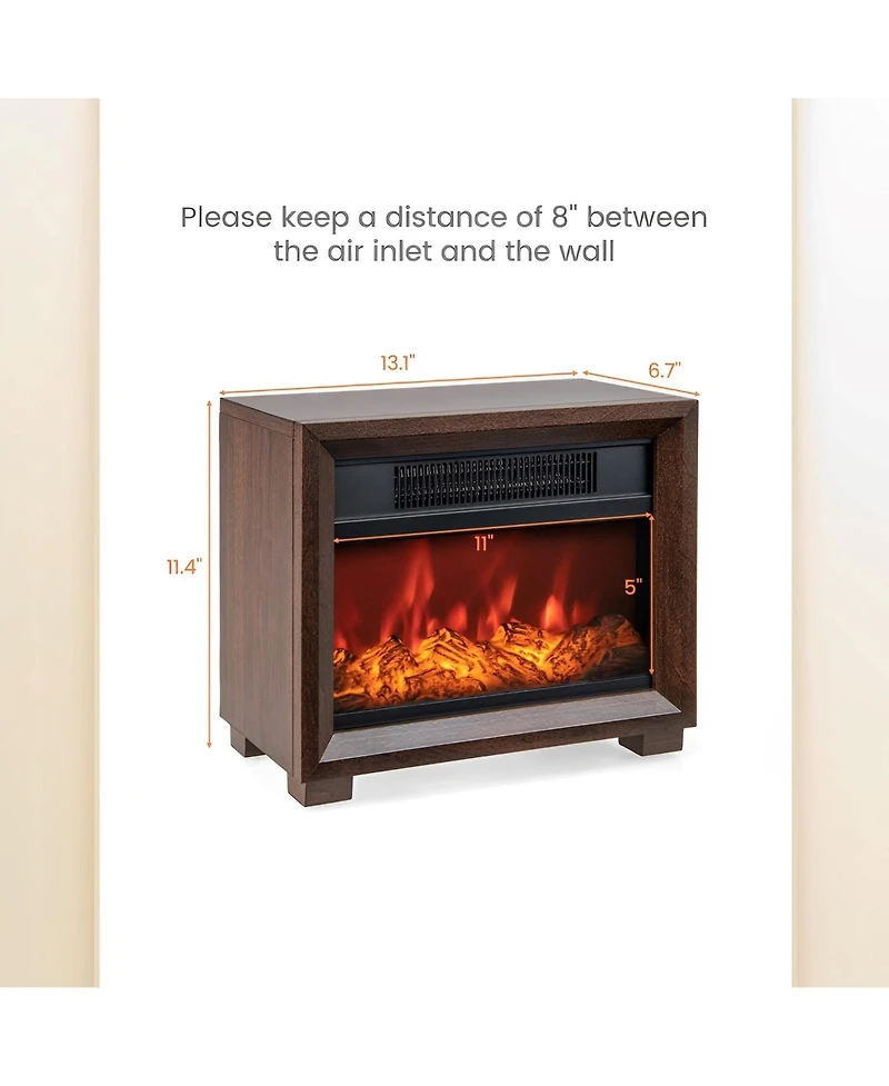 Sugift Mini Wooden Space Tabletop Fireplace with Realistic Flame Effect