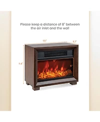Sugift Mini Wooden Space Tabletop Fireplace with Realistic Flame Effect