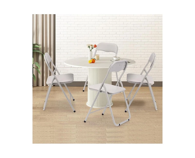 gaomon Folding Chairs 4 Pack, Outdoor & Indoor Event Portable Metal Folding Chairs with Cushion, Non-Slip Feet Pads Stackable Chairs