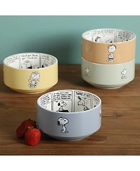 Peanuts Snoopy Bonbon Bites 4 Piece 5.5" Decorated Stoneware Ceramic Stackable Bowl Set