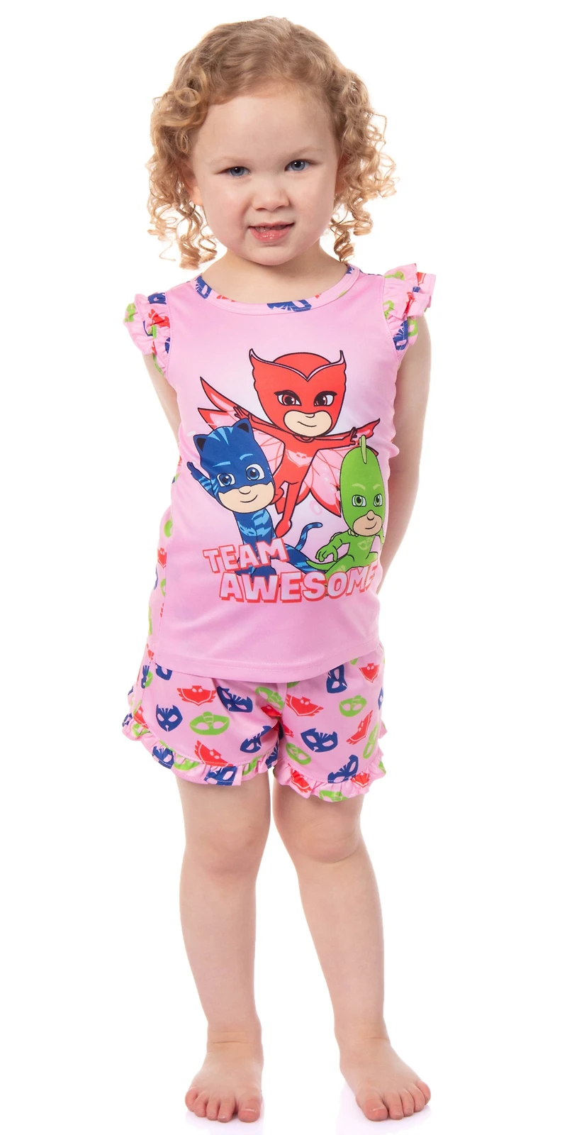 Pj Masks Little Girls Gekko Catboy Owlette Team Awesome Sleep Pajama Sleep Set Shorts