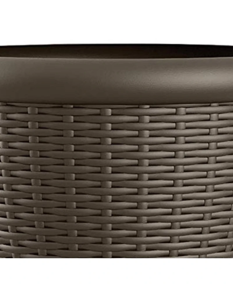 Suncast Willow 18 Inch Diameter Resin Decorative Wicker Patio Planter Pot, Java