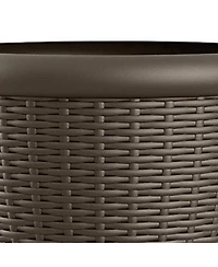 Suncast Willow 18 Inch Diameter Resin Decorative Wicker Patio Planter Pot, Java