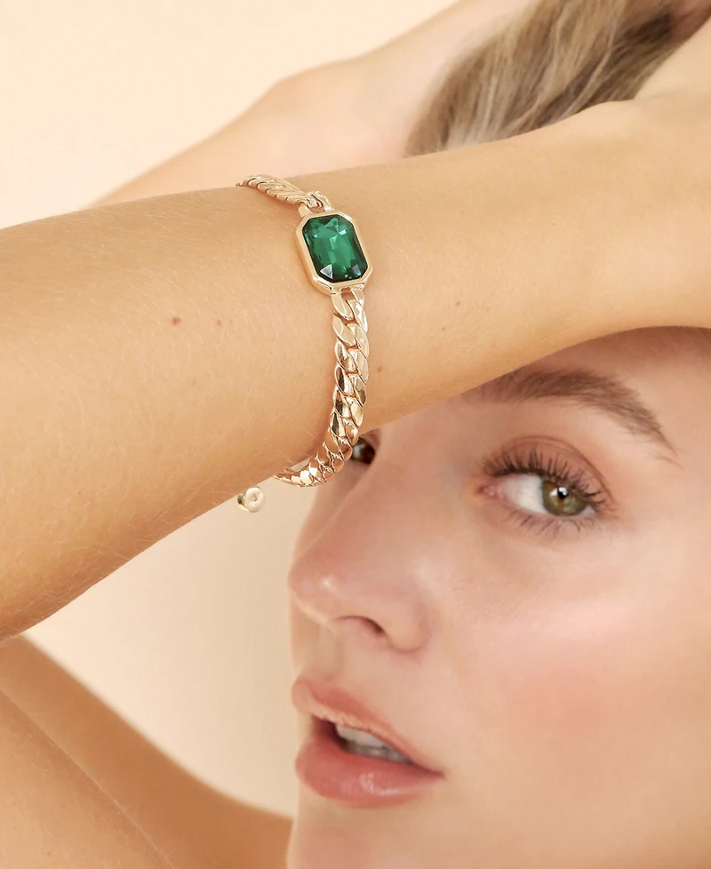 Ettika Deco Crystal Statement Cuban Chain Bracelet