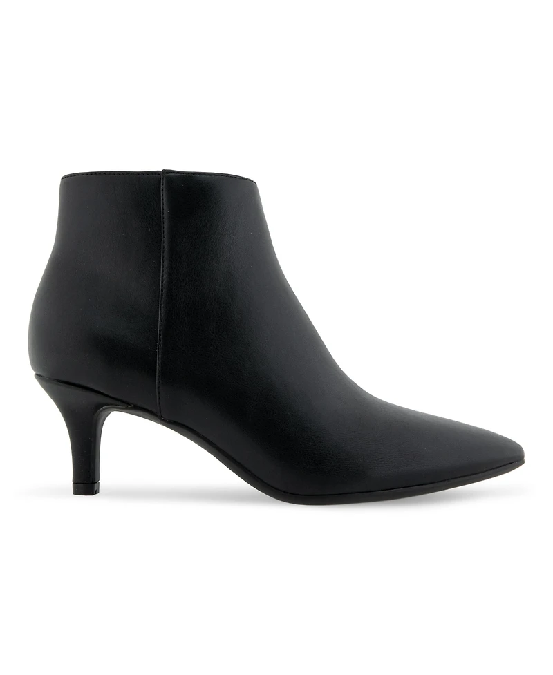 Aerosoles Edith Ankle Mid Heel Booties - Black Faux Leather