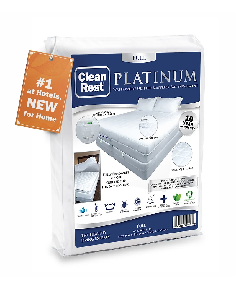 CleanBrands Platinum Zippered Encasing Quilted Mattress Pad