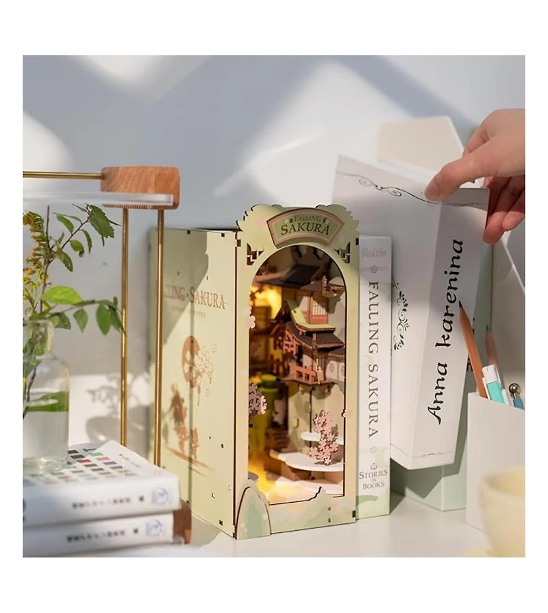 Flash Popup Diy 3D Book Nook Kit Falling Sakura 340pcs