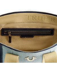 True Religion Licensed Patchwork Denim Tote Bag with Adjustable Strap