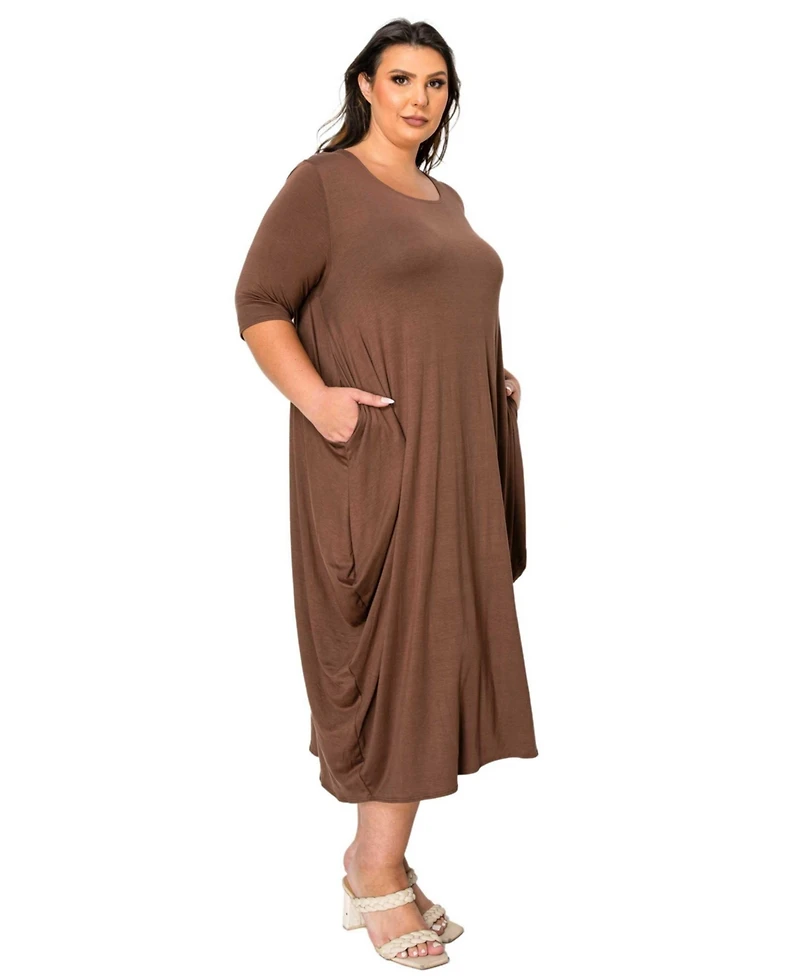 L I V D Plus Size Evelyn Bubble Hem Pocket Dress
