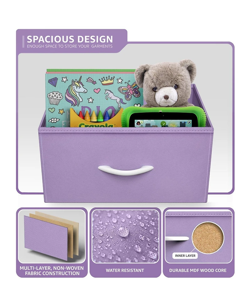 Sorbus Nightstand with 3 Drawers - Steel Frame, Wood Top & Easy Pull Fabric Bins - Perfect for Home, Bedroom