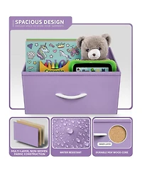 Sorbus Nightstand with 3 Drawers - Steel Frame, Wood Top & Easy Pull Fabric Bins - Perfect for Home, Bedroom