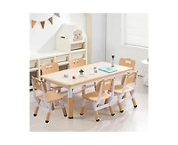 gaomon Modern Kids Table and 6 Chair Set, 47.20" Height Adjustable Toddler Chairs Set with Non-Slip Legs&Organizer Graffiti Desktop,