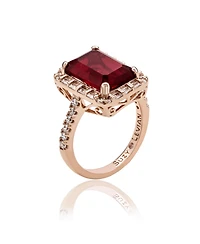 Suzy Levian Sterling Silver Emerald-Cut Cubic Zirconia Baguette Halo Ring