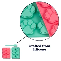 Country Living 3-Piece Silicone Baking Kit – Includes 2 Baking Trays (6-Cavity Paw Print Mold) & Spatula – for Dog Treats