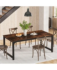 Tribesigns 78.7"x39.4" Dining Table, Industrial Kitchen Table for 8-10 Person, Rectangular Dinner Table for Dining Room Kitchen Living Room, with Heav