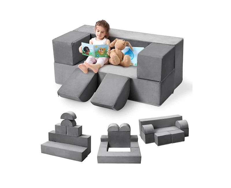 gaomon Kids Play Couch, 6Pcs Modular Kids Play Sofa for Playroom Bedroom, Kids Modular Couch Toddler Foam Sofa