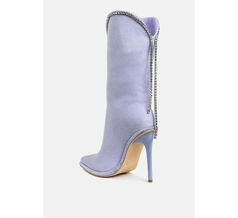 Ashipa Diamante Chain Detail Calf Boots Women