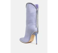 Ashipa Diamante Chain Detail Calf Boots Women