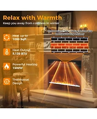 Sugift 23 Inch 1500W Recessed Electric Fireplace Insert with Remote Control