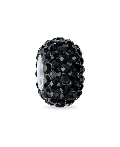 Bling Jewelry Solid Color Pave Crystal Spacer Bead Charm Bracelet with Sterling Silver Core