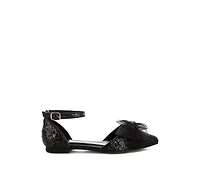 Clarice Sheer Bow Detail Glitter Flat Sandals
