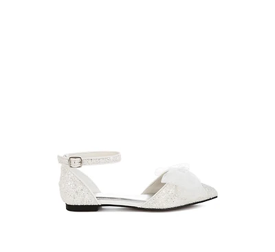 Clarice Sheer Bow Detail Glitter Flat Sandals